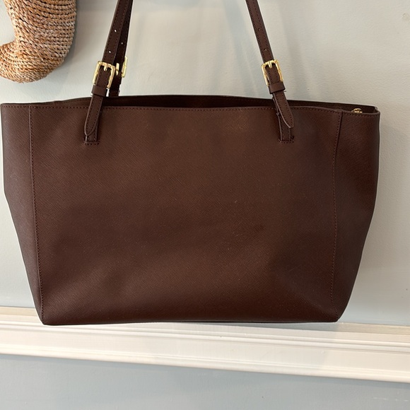 🍂🤎👜Tory Burch Brown Saffiano Large leather tote - Picture 3 of 15